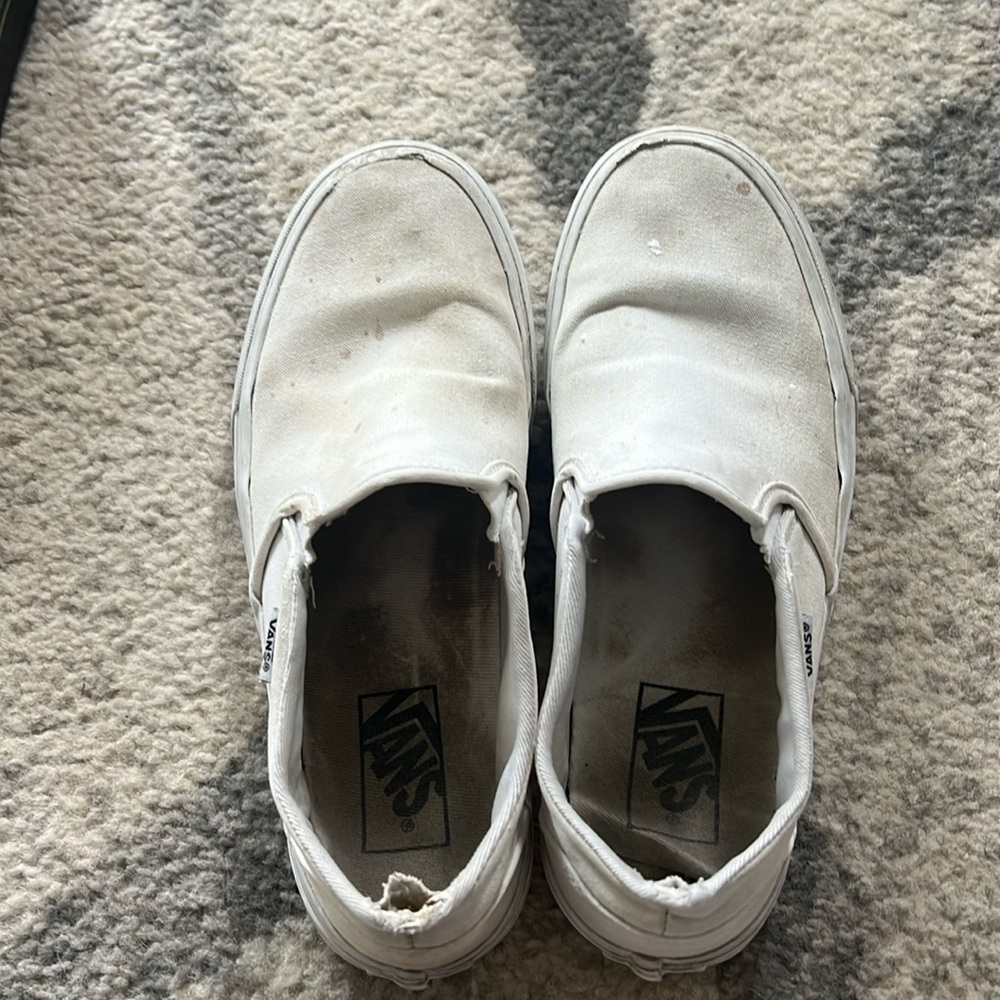 White slip on vans